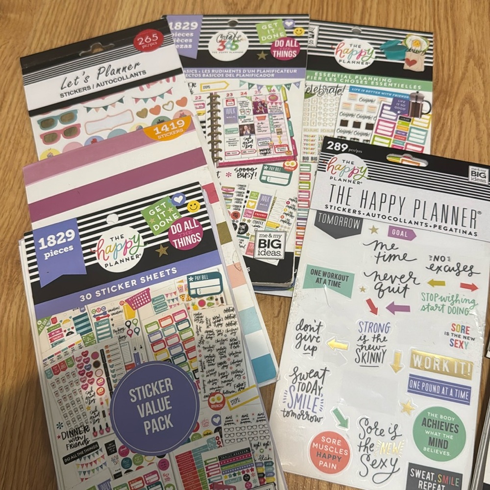 Assorted happy planner stickers books